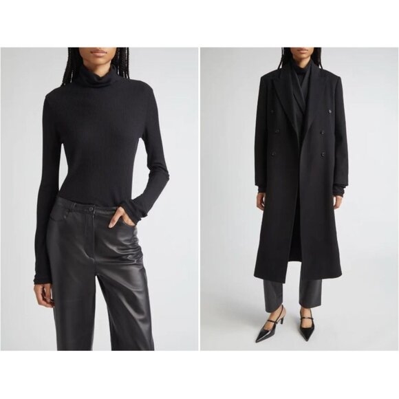Loulou Studio Gallinara Top in Black X-Small New Womens Long Sleeve Turtleneck - Picture 14 of 15